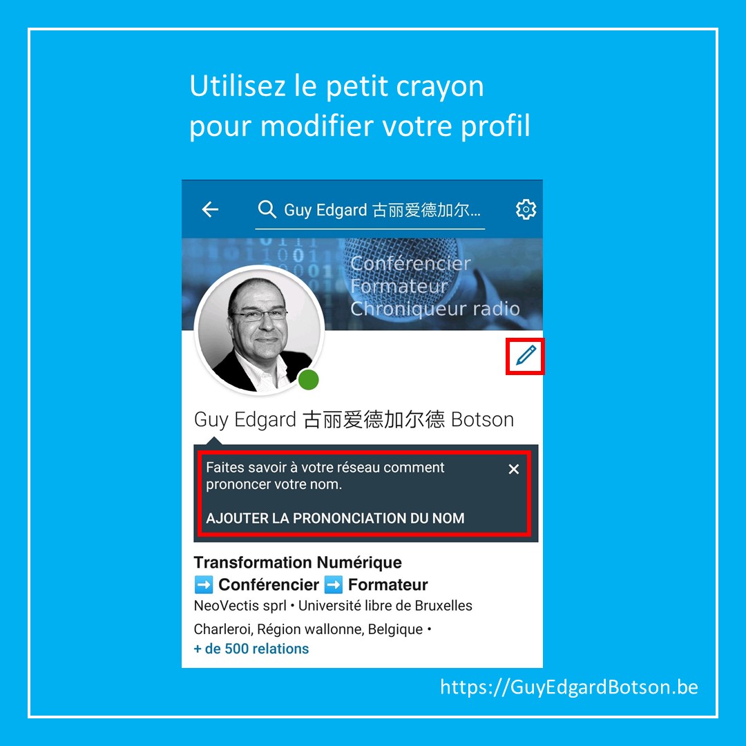 La prononciation de nom sur Linkedin - Guy Edgard Botson